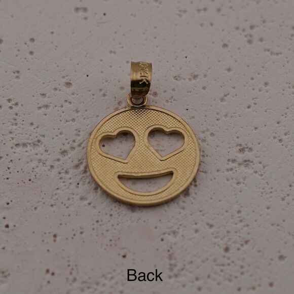 14k Solid Yellow Gold Emoji Love Pendant | Emoji Love charm | Birthday Gift | - Picture 8 of 8